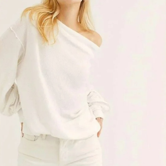 Free People We The Free Main Squeeze Hacci Off Shoulder Top White Size Medium - Picture 1 of 10